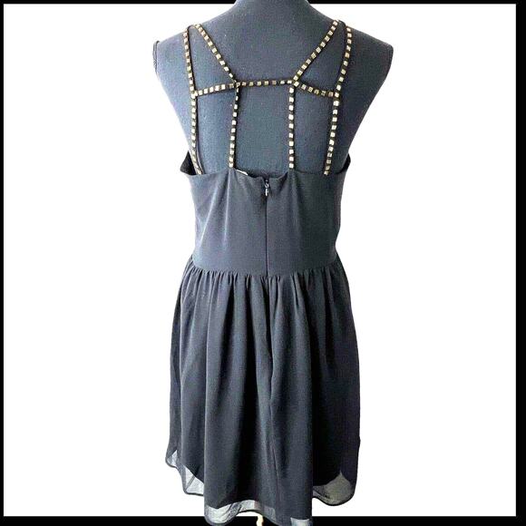 Lovemarks Black Polyester Dress Rhinestone Studded Straps Dress Medium - Picture 2 of 6